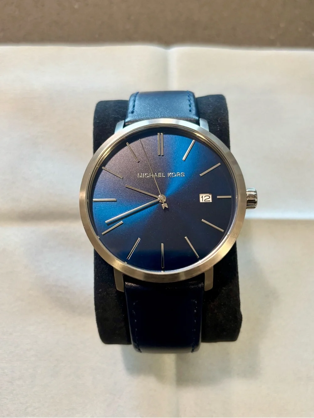 Michael Kors Blue watch - Leather Strap with Silver Case